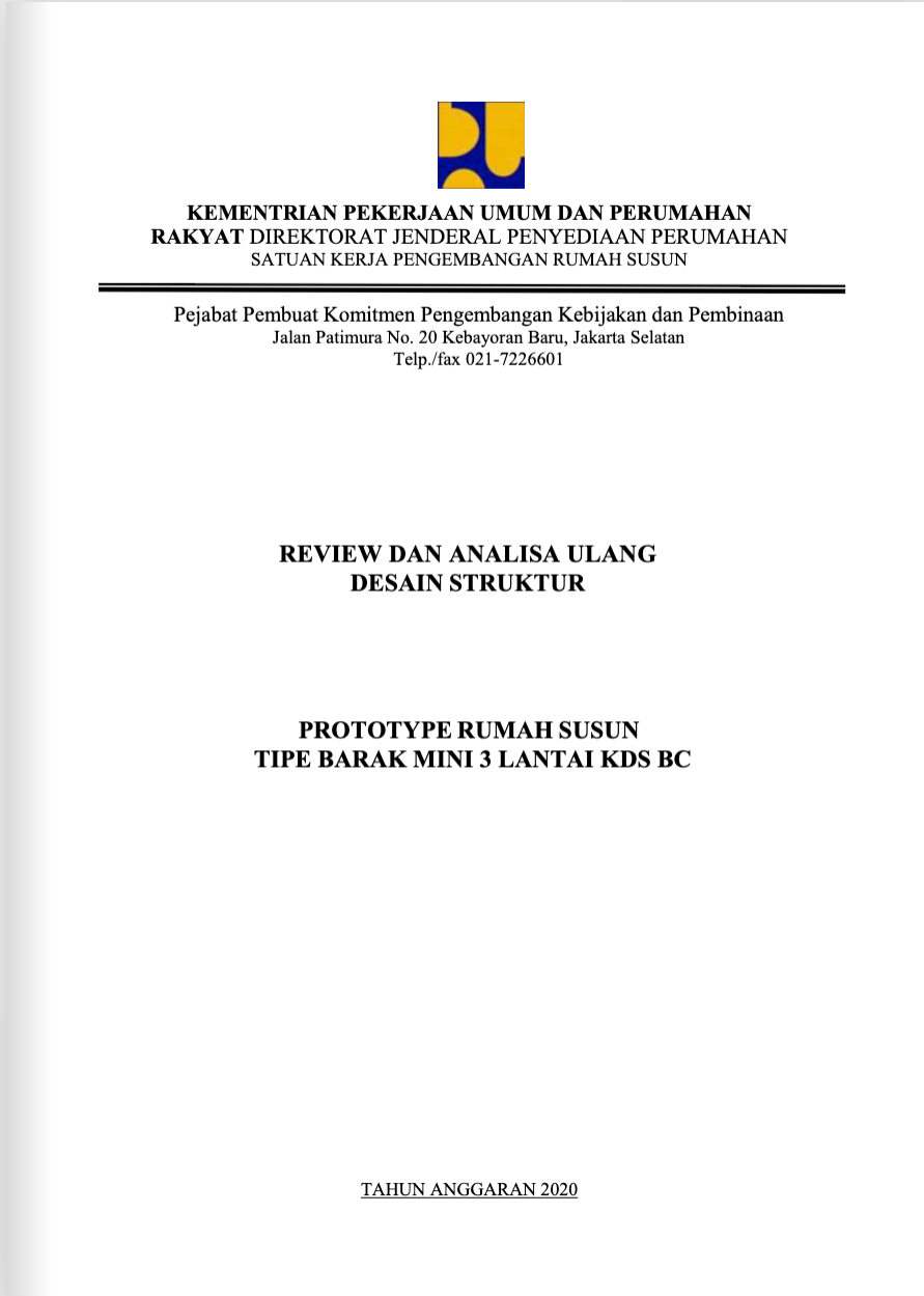Review dan Analisa Ulang Desain Struktur Prototype Rumah Susun Tipe Barak Mini 3 Lantai KDS BC